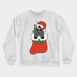 Christmas Black Rainbow Unicorn Stocking Crewneck Sweatshirt